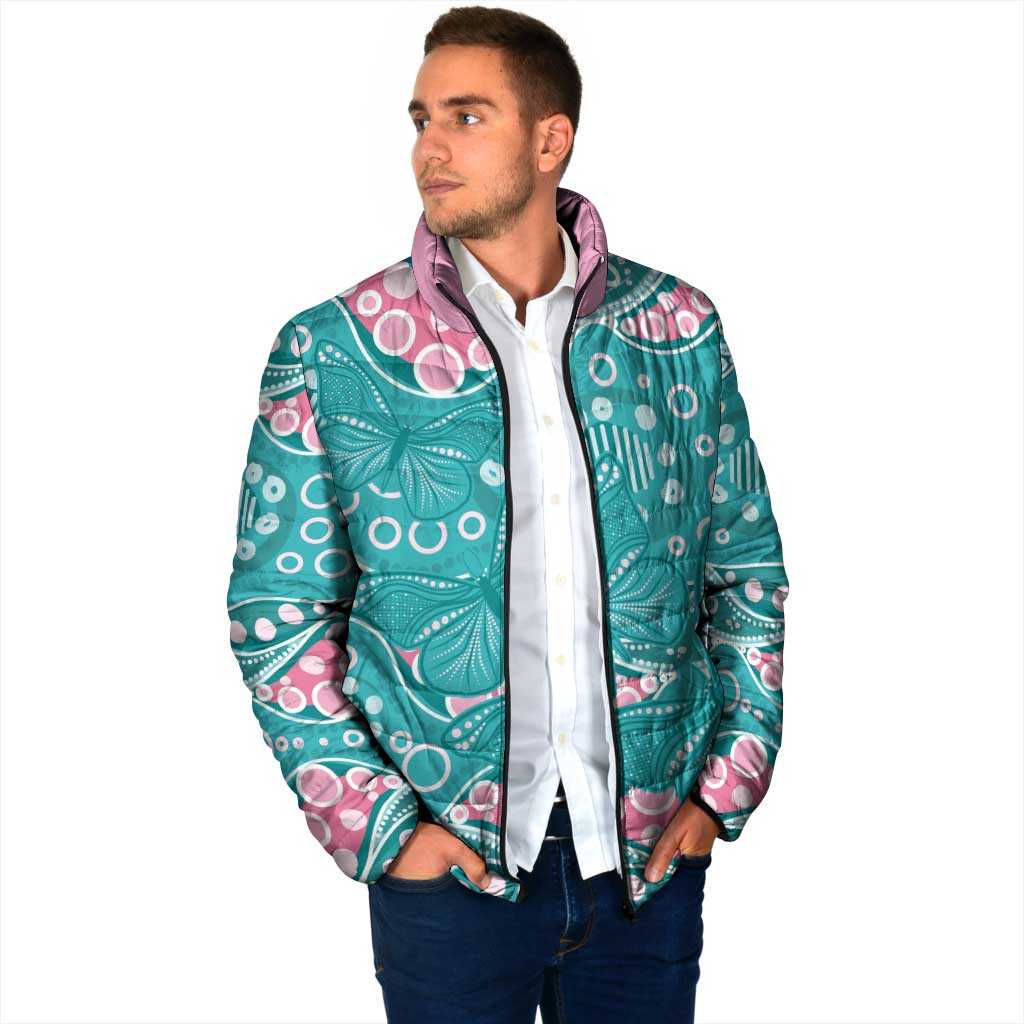 Australia Hereditary Cancer Awareness Padded Jacket Aboriginal Butterflies - Aussie Hoodie