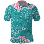 Australia Hereditary Cancer Awareness Polo Shirt Aboriginal Butterflies - Aussie Hoodie