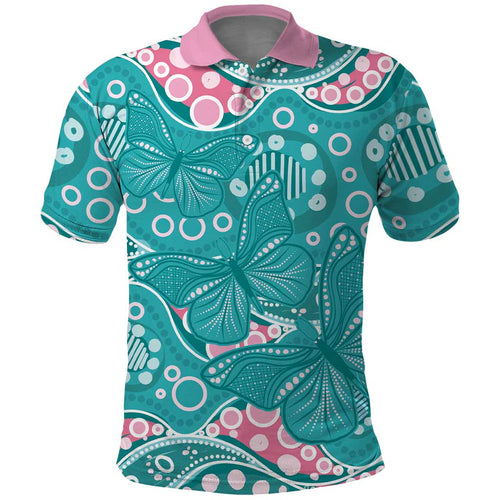 Australia Hereditary Cancer Awareness Polo Shirt Aboriginal Butterflies - Aussie Hoodie