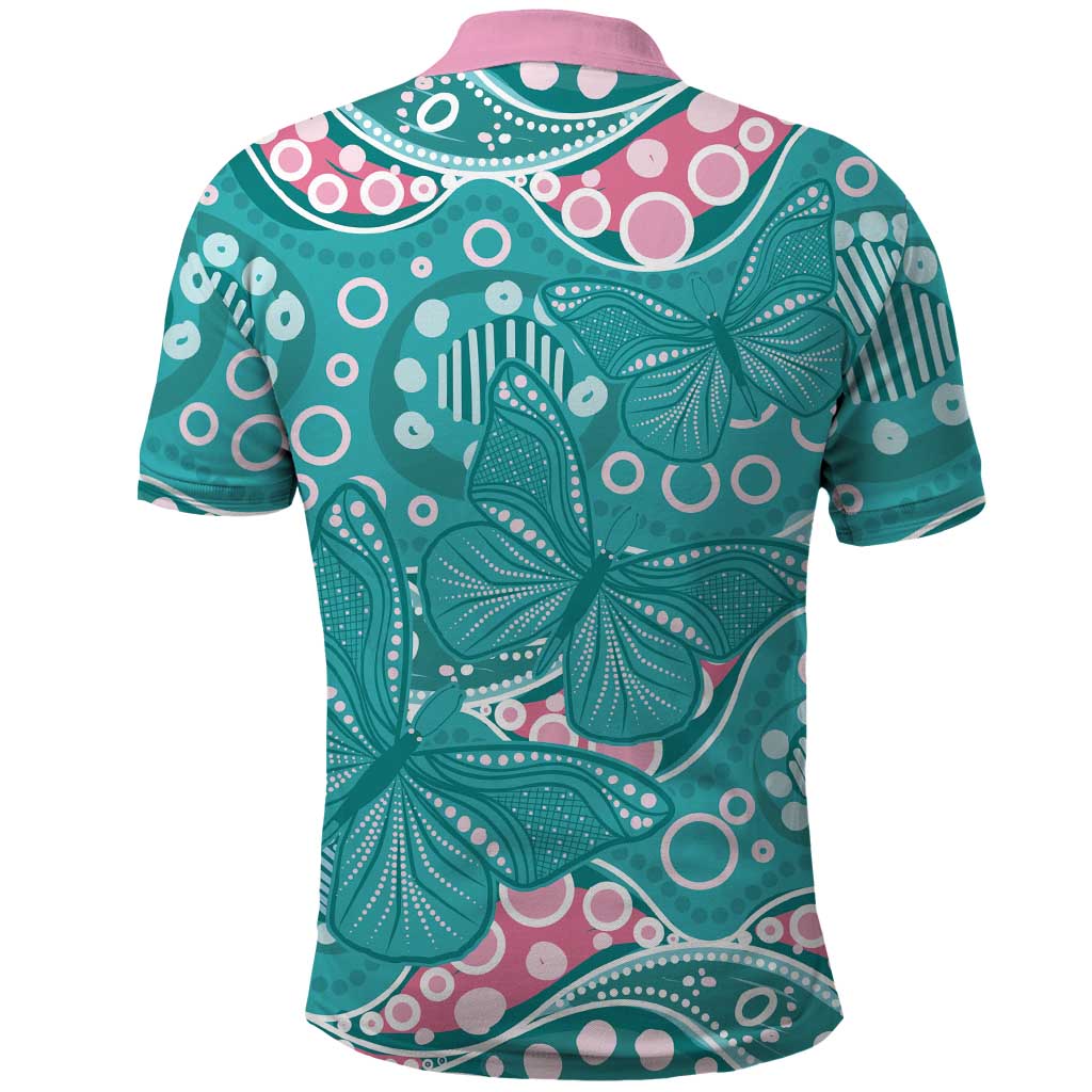 Australia Hereditary Cancer Awareness Polo Shirt Aboriginal Butterflies - Aussie Hoodie