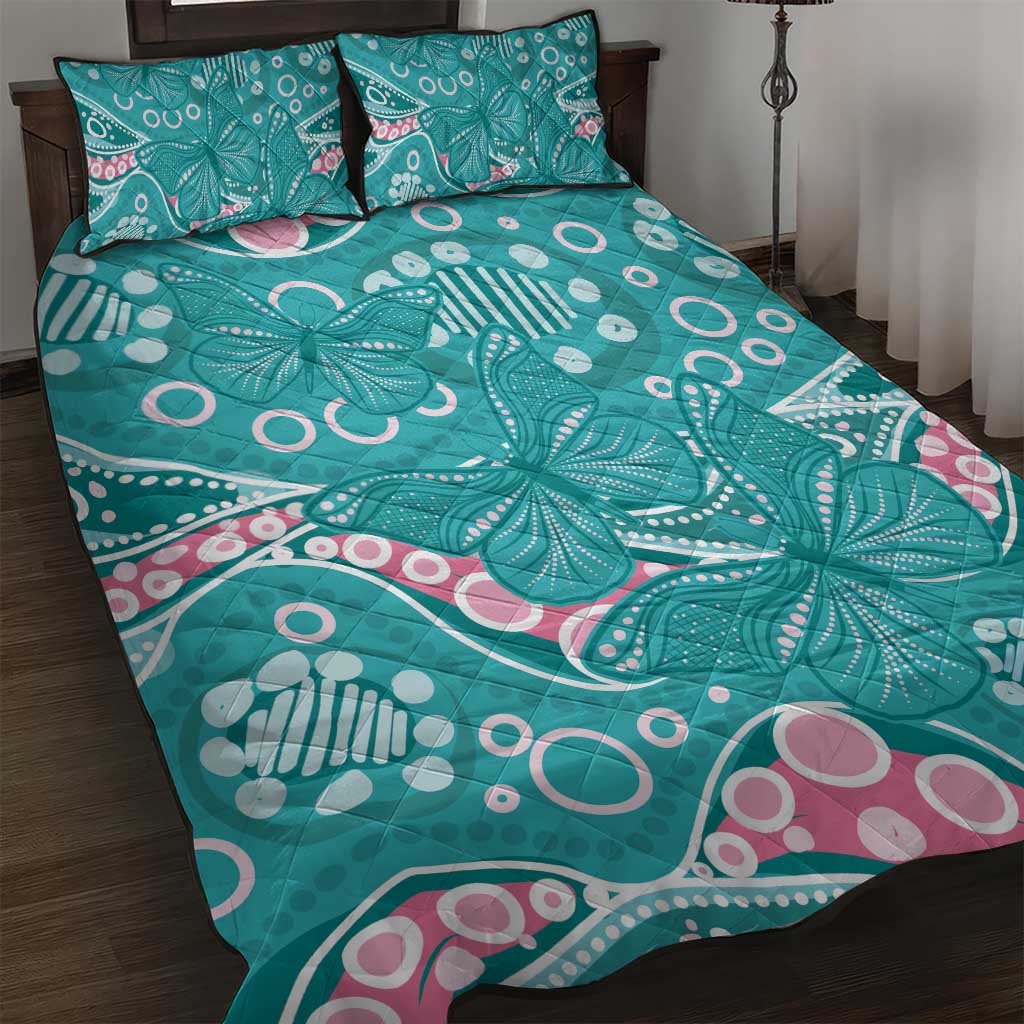 Australia Hereditary Cancer Awareness Quilt Bed Set Aboriginal Butterflies - Aussie Hoodie