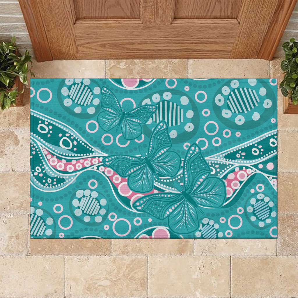 Australia Hereditary Cancer Awareness Rubber Doormat Aboriginal Butterflies - Aussie Hoodie