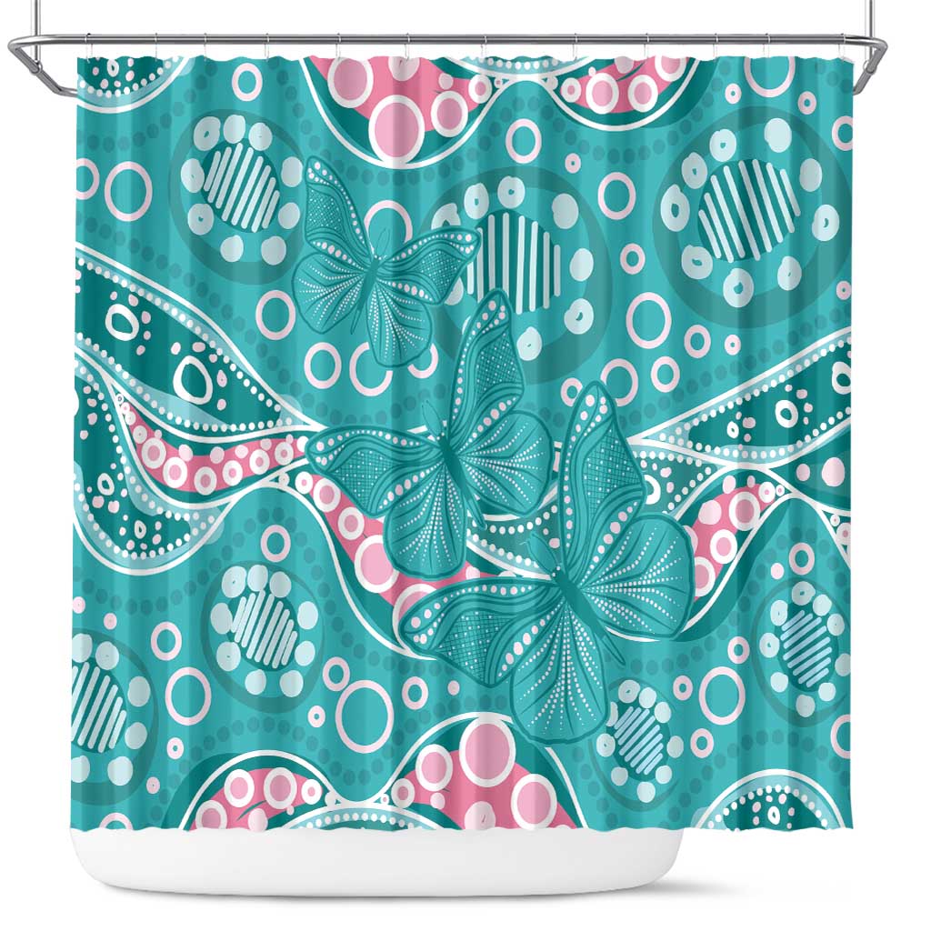 Australia Hereditary Cancer Awareness Shower Curtain Aboriginal Butterflies - Aussie Hoodie