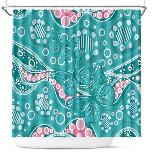 Australia Hereditary Cancer Awareness Shower Curtain Aboriginal Butterflies - Aussie Hoodie