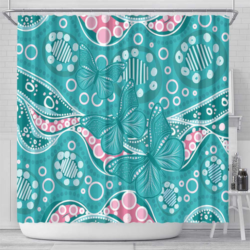 Australia Hereditary Cancer Awareness Shower Curtain Aboriginal Butterflies - Aussie Hoodie