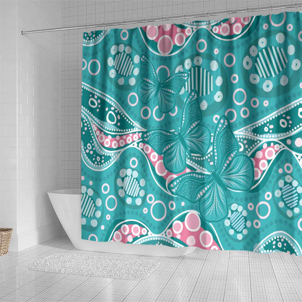 Australia Hereditary Cancer Awareness Shower Curtain Aboriginal Butterflies - Aussie Hoodie