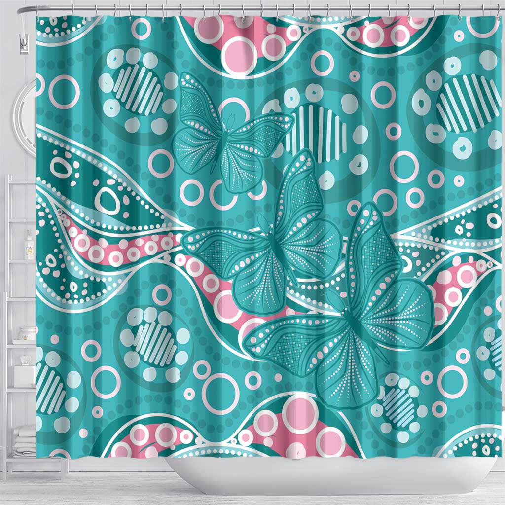 Australia Hereditary Cancer Awareness Shower Curtain Aboriginal Butterflies - Aussie Hoodie