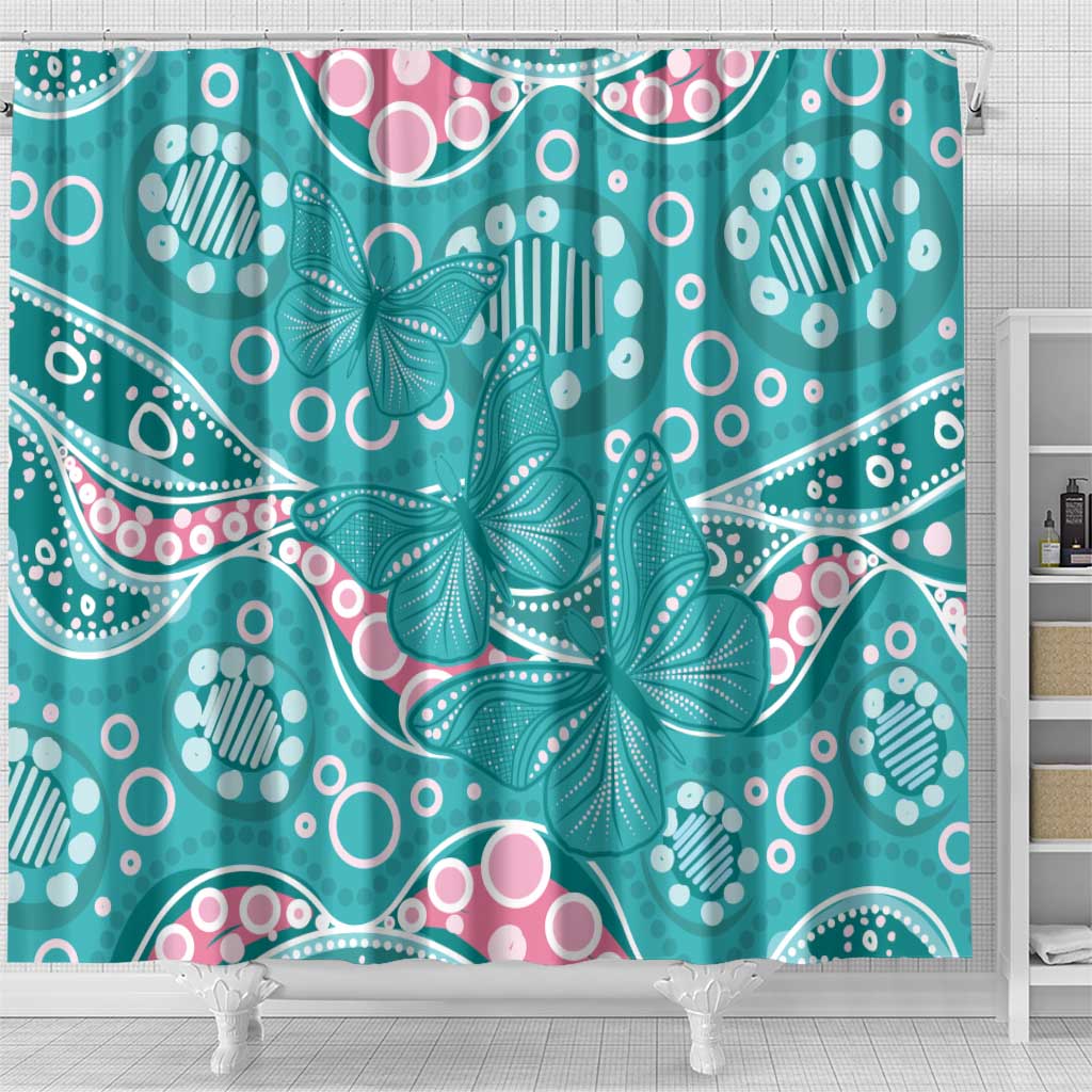 Australia Hereditary Cancer Awareness Shower Curtain Aboriginal Butterflies - Aussie Hoodie