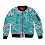 Australia Hereditary Cancer Awareness Sleeve Zip Bomber Jacket Aboriginal Butterflies - Aussie Hoodie