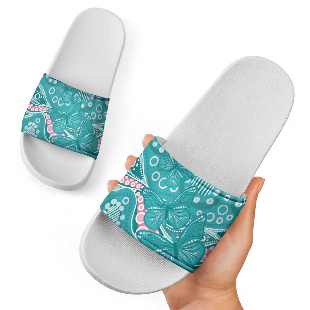 Australia Hereditary Cancer Awareness Slide Sandals Aboriginal Butterflies - Aussie Hoodie