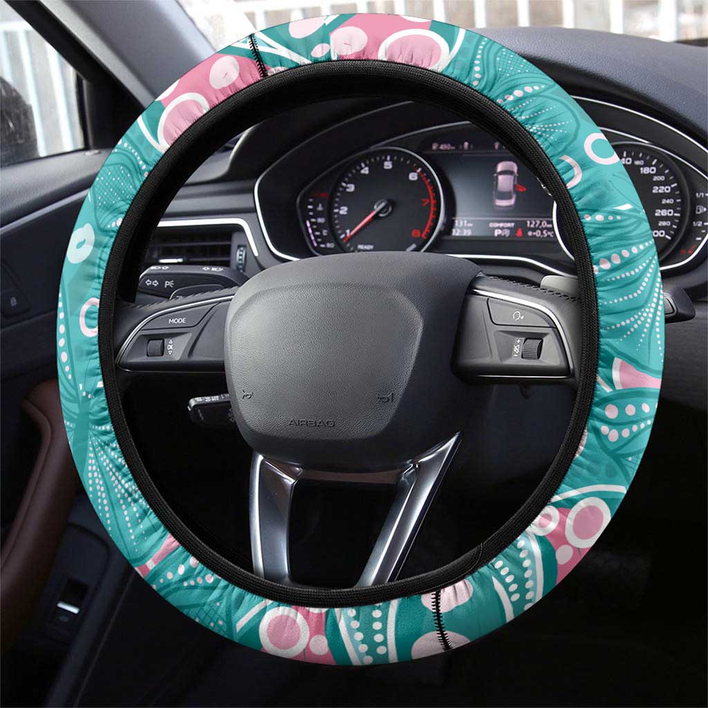 Australia Hereditary Cancer Awareness Steering Wheel Cover Aboriginal Butterflies - Aussie Hoodie