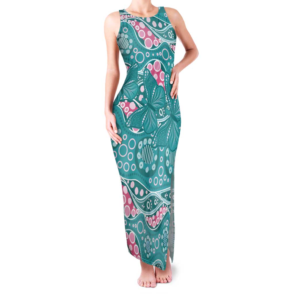 Australia Hereditary Cancer Awareness Tank Maxi Dress Aboriginal Butterflies - Aussie Hoodie