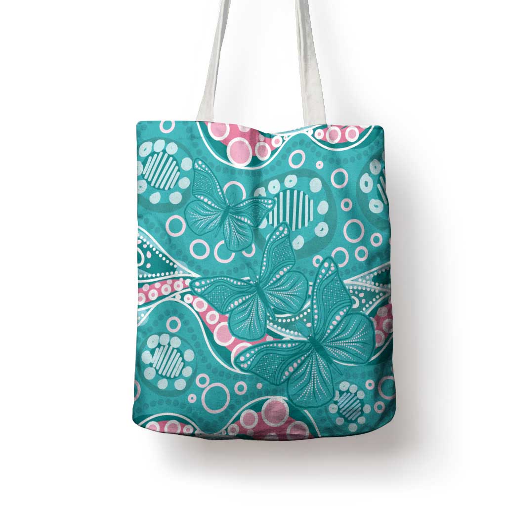 Australia Hereditary Cancer Awareness Tote Bag Aboriginal Butterflies - Aussie Hoodie