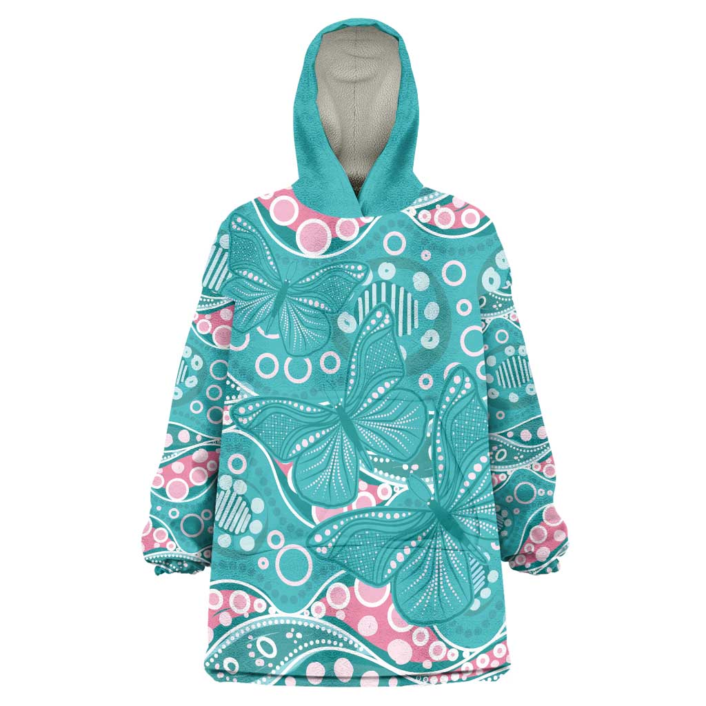 Australia Hereditary Cancer Awareness Wearable Blanket Hoodie Aboriginal Butterflies - Aussie Hoodie