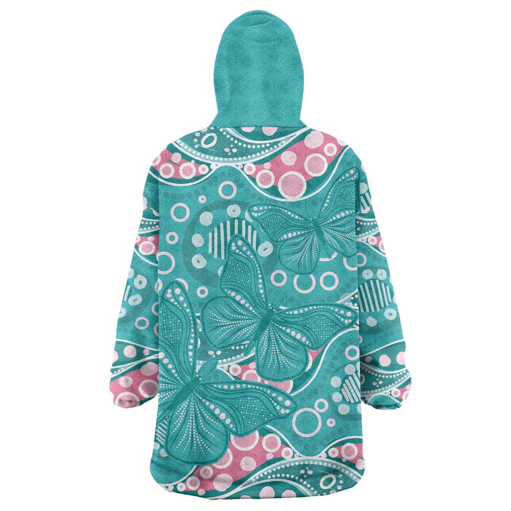 Australia Hereditary Cancer Awareness Wearable Blanket Hoodie Aboriginal Butterflies - Aussie Hoodie