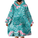 Australia Hereditary Cancer Awareness Wearable Blanket Hoodie Aboriginal Butterflies - Aussie Hoodie