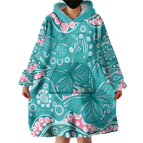 Australia Hereditary Cancer Awareness Wearable Blanket Hoodie Aboriginal Butterflies - Aussie Hoodie