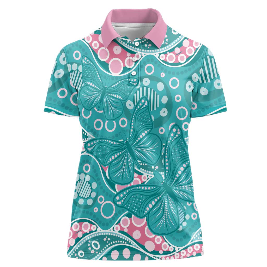Australia Hereditary Cancer Awareness Women Polo Shirt Aboriginal Butterflies - Aussie Hoodie