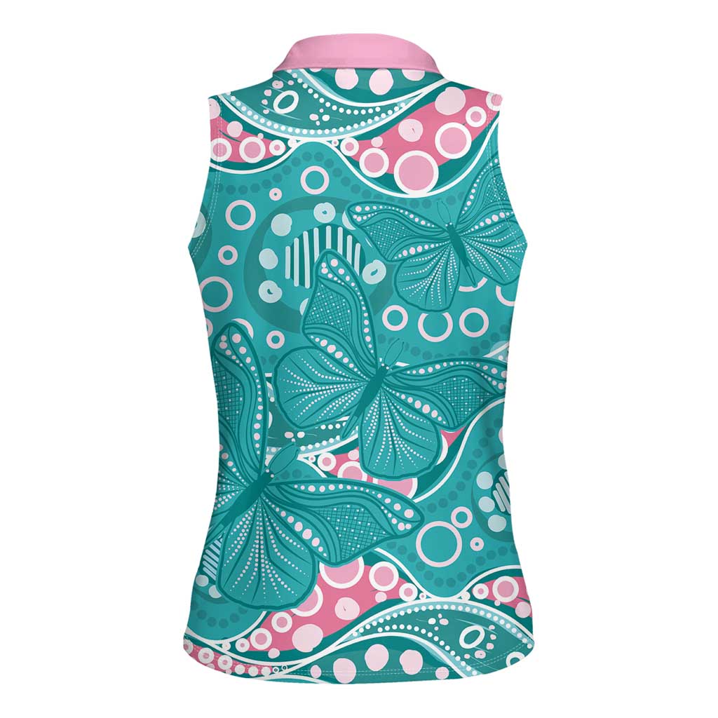Australia Hereditary Cancer Awareness Women Sleeveless Polo Shirt Aboriginal Butterflies - Aussie Hoodie