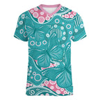 Australia Hereditary Cancer Awareness Women V-Neck T-Shirt Aboriginal Butterflies - Aussie Hoodie
