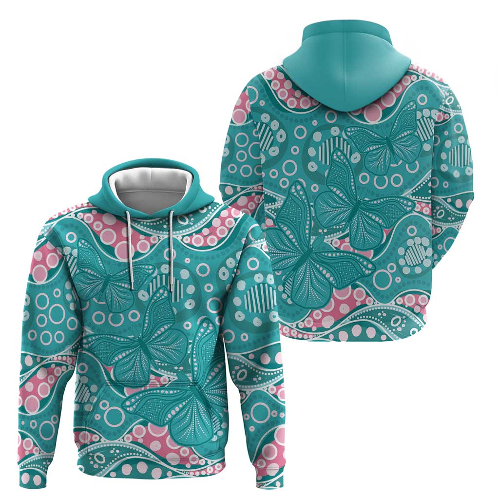 Australia Hereditary Cancer Awareness Zip Hoodie Aboriginal Butterflies - Aussie Hoodie
