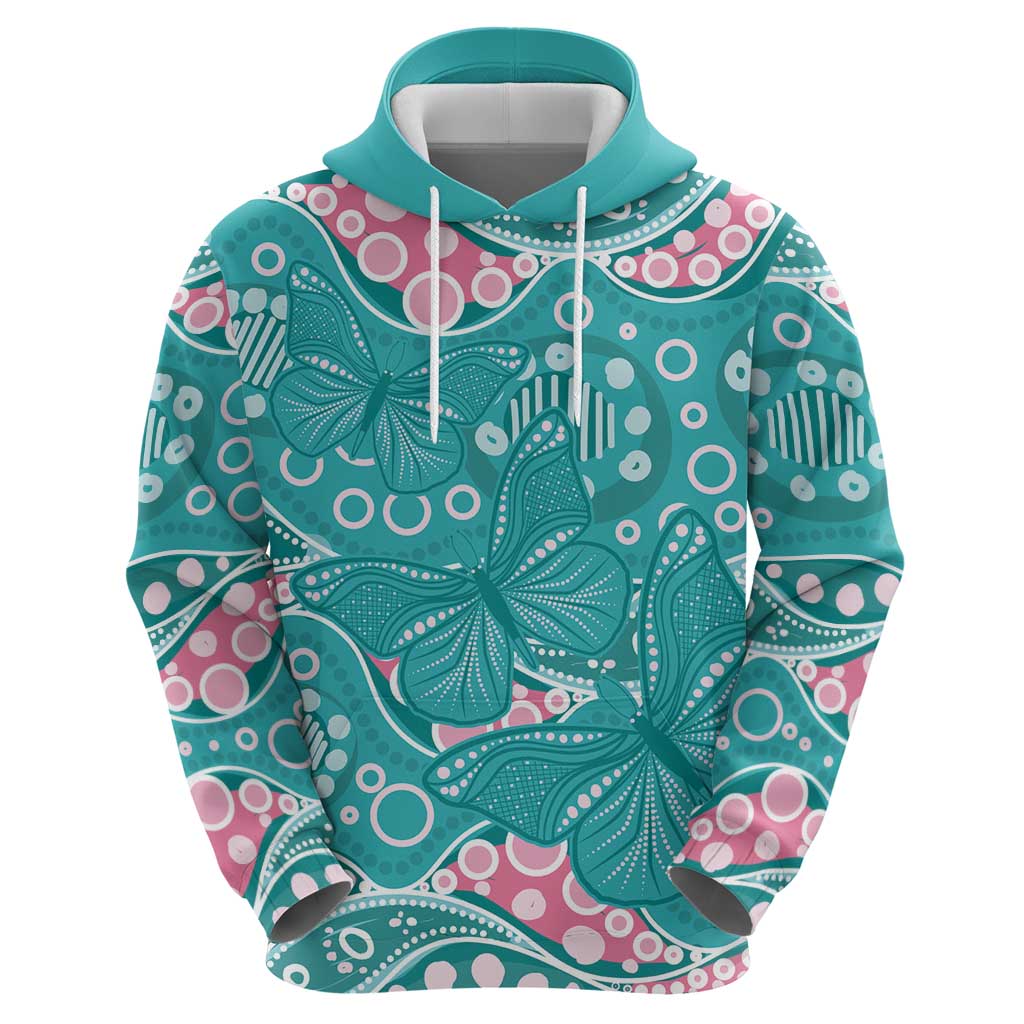 Australia Hereditary Cancer Awareness Zip Hoodie Aboriginal Butterflies - Aussie Hoodie
