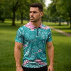 Australia Hereditary Cancer Awareness Zipper Polo Shirt Aboriginal Butterflies - Aussie Hoodie