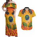 Australia Earth Day Indigenous Couples Matching Off Shoulder Maxi Dress and Hawaiian Shirt Save The Earth