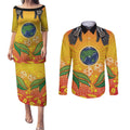 Australia Earth Day Indigenous Couples Matching Puletasi and Long Sleeve Button Shirt Save The Earth