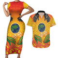 Australia Earth Day Indigenous Couples Matching Short Sleeve Bodycon Dress and Hawaiian Shirt Save The Earth