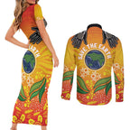 Australia Earth Day Indigenous Couples Matching Short Sleeve Bodycon Dress and Long Sleeve Button Shirt Save The Earth