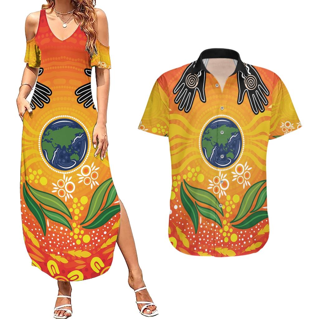 Australia Earth Day Indigenous Couples Matching Summer Maxi Dress and Hawaiian Shirt Save The Earth