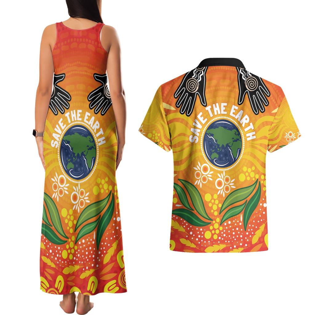Australia Earth Day Indigenous Couples Matching Tank Maxi Dress and Hawaiian Shirt Save The Earth
