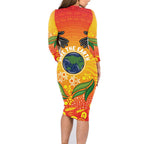 Australia Earth Day Indigenous Family Matching Long Sleeve Bodycon Dress and Hawaiian Shirt Save The Earth