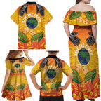 Australia Earth Day Indigenous Family Matching Off Shoulder Maxi Dress and Hawaiian Shirt Save The Earth