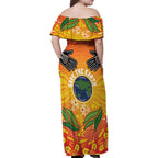 Australia Earth Day Indigenous Family Matching Off Shoulder Maxi Dress and Hawaiian Shirt Save The Earth