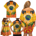Australia Earth Day Indigenous Family Matching Off Shoulder Short Dress and Hawaiian Shirt Save The Earth