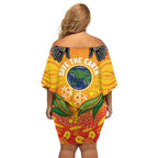 Australia Earth Day Indigenous Family Matching Off Shoulder Short Dress and Hawaiian Shirt Save The Earth