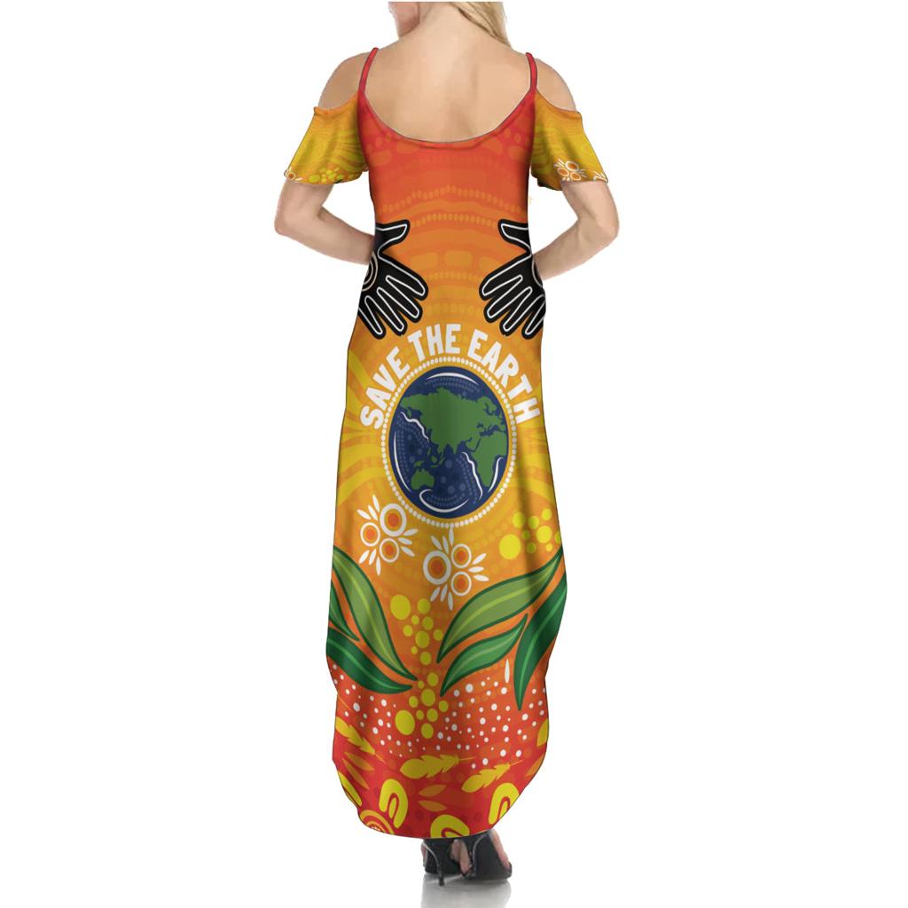 Australia Earth Day Indigenous Family Matching Summer Maxi Dress and Hawaiian Shirt Save The Earth
