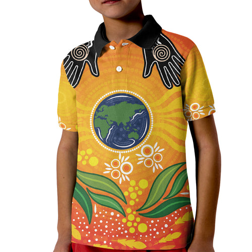 Australia Earth Day Indigenous Kid Polo Shirt Save The Earth