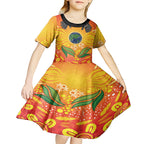 Australia Earth Day Indigenous Kid Short Sleeve Dress Save The Earth