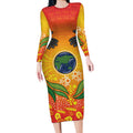Australia Earth Day Indigenous Long Sleeve Bodycon Dress Save The Earth