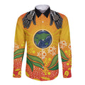 Australia Earth Day Indigenous Long Sleeve Button Shirt Save The Earth