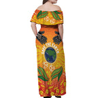 Australia Earth Day Indigenous Off Shoulder Maxi Dress Save The Earth