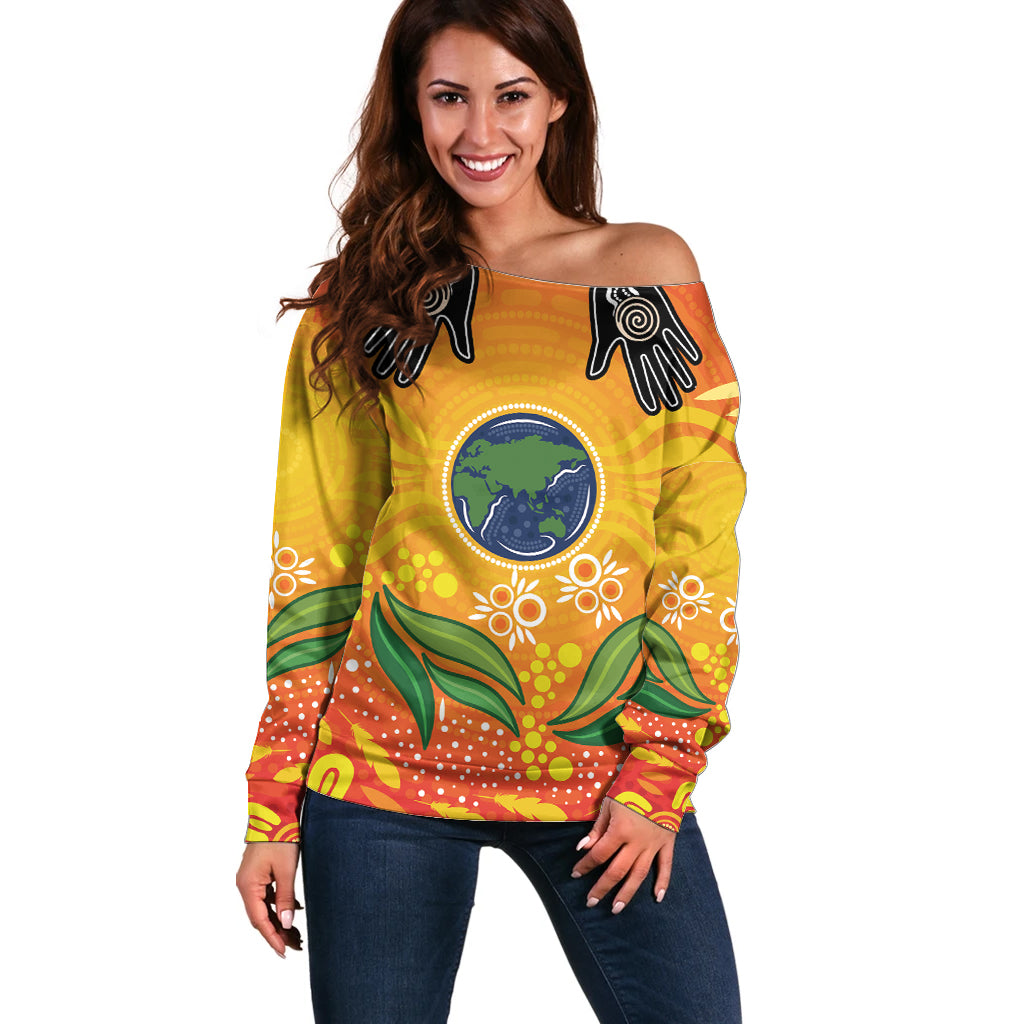 Australia Earth Day Indigenous Off Shoulder Sweater Save The Earth