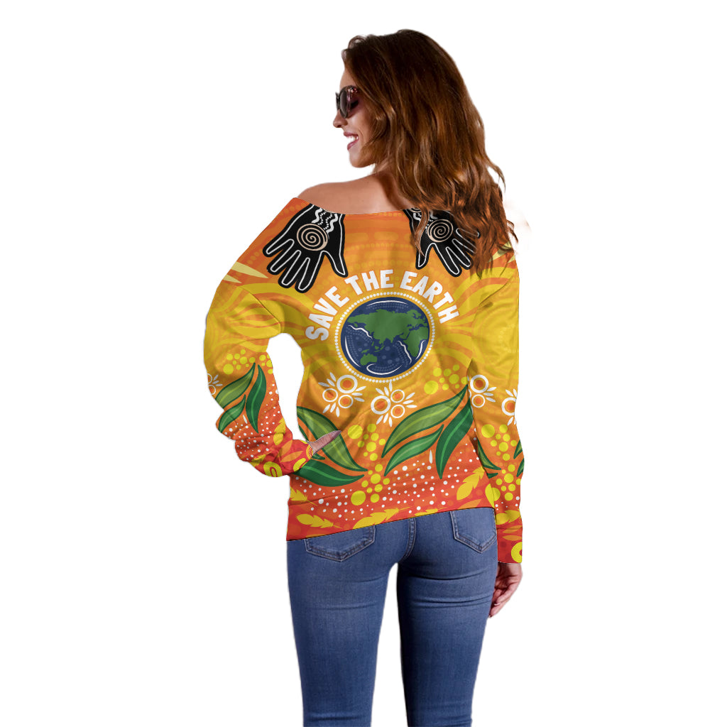 Australia Earth Day Indigenous Off Shoulder Sweater Save The Earth