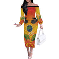 Australia Earth Day Indigenous Off The Shoulder Long Sleeve Dress Save The Earth
