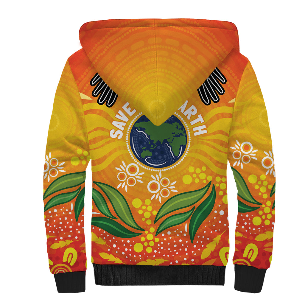 Australia Earth Day Indigenous Sherpa Hoodie Save The Earth