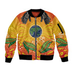 Australia Earth Day Indigenous Sleeve Zip Bomber Jacket Save The Earth