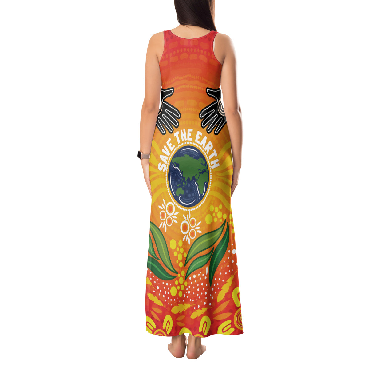 Australia Earth Day Indigenous Tank Maxi Dress Save The Earth